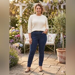 SIZE XL Petite Denim & Co.® NEW Pull-On Dark Wash Elastic Waist Denim Jeans